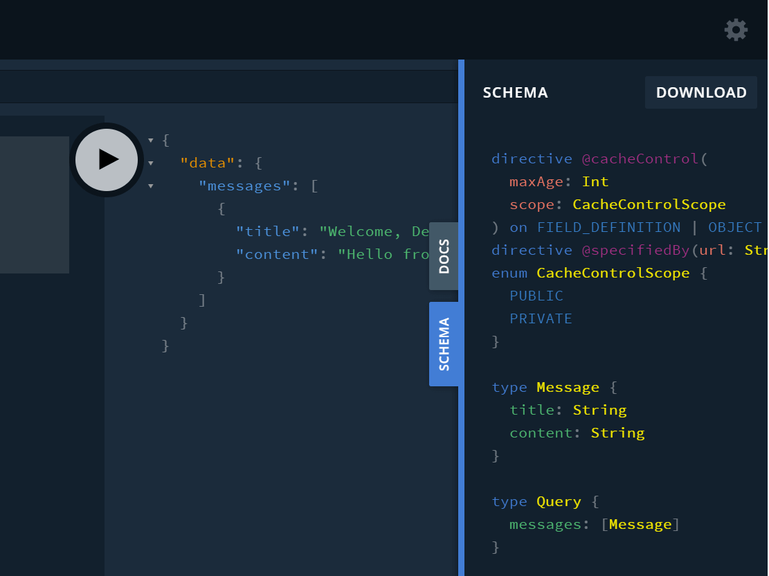 GraphQL Playground Schema